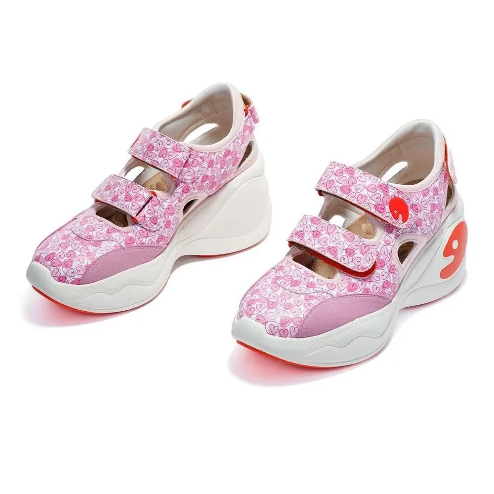 UIN Women's Outdoor Sandal Lightweight Travel Hiking Shoes (Pink Love)